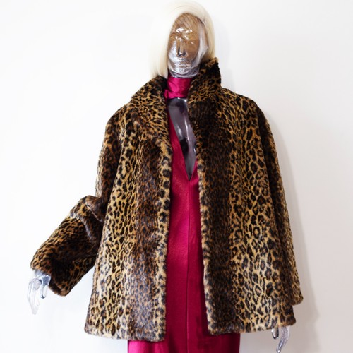 Vintage 1980s leopard faux - faux, fur