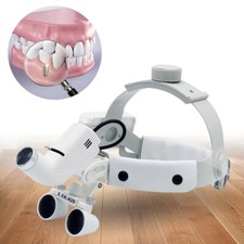 Dental Loupes 3.5X Magnifier Binokularlupen Lupenbrille mit 5W LED Kopf Licht