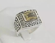 MÄCHTIGER PRACHTVOLLER MASSIVER ANTIKER CITRIN STATEMENT RING - 925-IGER SILBER!