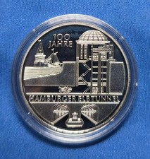 10 Euro Münze PP, 100 Jahre Hamburger Elbtunnel, 2011, 625er Silber in Kapsel