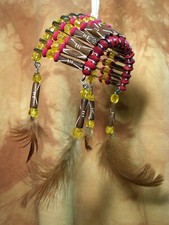 Mini Federhaube f. den Autoinnenspiegel Indianerschmuck, Des. 22