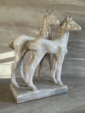 Große Keramik Skulptur  Karlsruher Majolika Fohlen Paar Pferde Figur #L