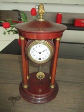 Jugendstil Säulenuhr, Mahaghoni mit Messing, TOP und funktioniert
