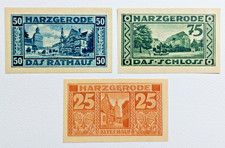 Notgeldscheine 25, 50 und 75 Pf. Harzgerode 1921. Unc.