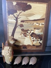 Holzschnitzerei Intarsien/Waldschrat /Gürteltiere