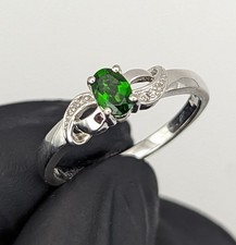 schöner 925 Silber Ring mit Chromdiopsid und weißer Topas Schmuck Damen
