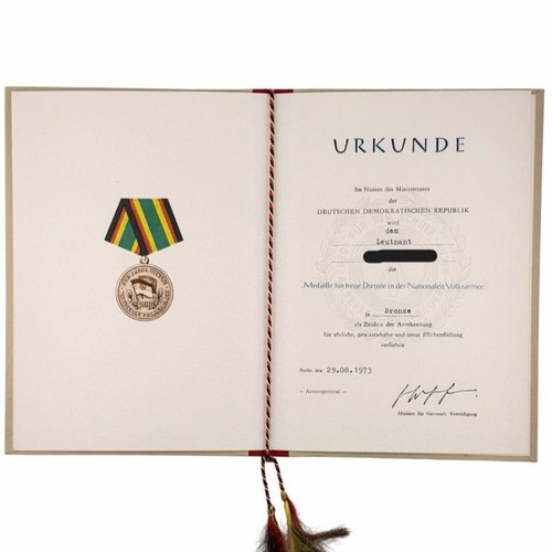 Ddr nva urkunde medaille für - nva,