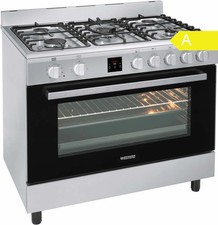 Oranier Gas Elektroherd 90cm Edelstahl 5 Brenner Backofen WOK Grill A