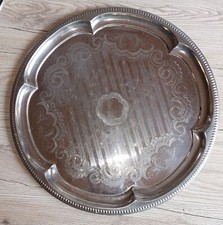 Alter Servierteller Servierplatte rund 40cm Edelstahl