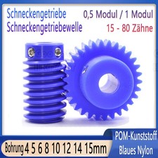 Schneckengetriebe 0,5 1 Modul Worm Zahnräder Schneckenrad 15-80 Zähne Kunststoff