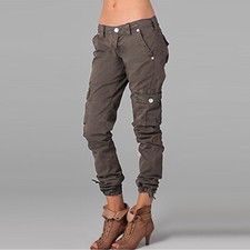 Damen Cargohose Freizeithose Taschen Hüfthose Stoffhose Joggerhose /