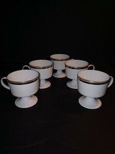 Fünf Kaffeetassen ROSENTHAL Composition  60iger Jahre weiss mit Silber/Goldrand