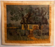 Helene Isenbart, Farbholzschnitt, Signiert, Bauernhaus in Landschaft