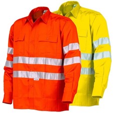 Profi Warnschutz T Shirt Langarm Arbeitsshirt Arbeitshemd Warnkleidung Grösse S