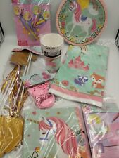 Einhorn - Pony Party Set -Kindergeburtstag - Geschirr 57 teilig- Neu 2. Wahl *