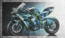 POSTER XXL POP ART GRAFFITI KAWASAKI NINJA MOTORRAD BIKE ABSTRAKT  - 150x90