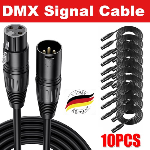 10x dmx kabel xlr pin - 1m, 3-pin