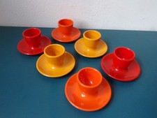 6 Eierbecher Emsa mit Ablageschale Kunststoff 70er Jahre