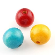 50 Holzperlen 20mm Bunt 4,5mm Großes Loch Schmuck Bastelholz Kinder Holz H169