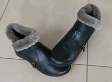 Halbhoher Winterstiefel Damen echt Lammfell Gr. 37 Schwarz