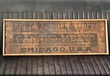 1920s Vintage LIBBY MC NEIL & LIBBY Holz Zeichen Board  Chicago USA 