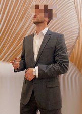 Anzug Hugo V. Hugo Boss Schurwolle Grau Anthrazit Nadelstreifen