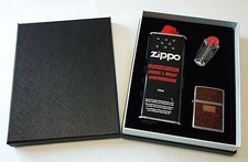 Original Zippo SET Leather Wrap & Benzin & Feuersteine 6erSpender Geschenkbox  