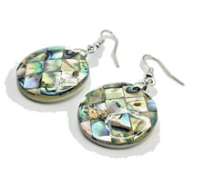 Wunderschöne Paua Abalone Perlmutt Ohrringe  etwa 4 cm Länge  ( Ohr-42)