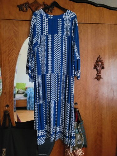 Maxikleid blau weiß gr - maxikleid,