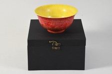 P45R12- China Porzellan Schale reliefiert rot gelb glasiert