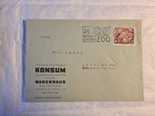 DDR 380 Leipziger Messe EF Stp 75 Jahre Zoo Warenhaus D. Friedens Leipzig Bedarf
