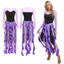 Frauen Kleid Meerjungfrau Maxi Cosplay Kostüme Gotik Cocktail Kaskaden Netz