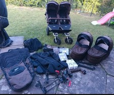 TFK Duo Geschwister-Zwillingssportwagen + 2 Babytaschen, Sehr Gut Erhalten