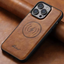 Magsafe Hülle für iPhone 17 16 15 14 13 Pro Max Plus Air Lederhülle Schutz Case