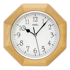 AMS 5512/18 Wanduhr Funk Funkwanduhr analog Holzuhren Buche modern