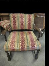 Vintage aus Villa Armlehnstuhl Sessel flämisch Nussbaum, Nieten, Velourbezug