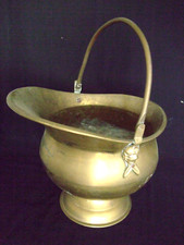 Massiv Messing Übertopf Pflanzentopf mit Henkel Landhaus Antik Deko Vintage