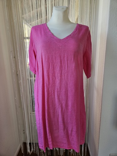 Leinen kleid pink - leinen, in