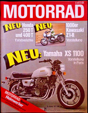 ? MOTORRAD #21 vom 19.10.1977 - Kawa Z1000Z1-R, Honda CD400T+ CB250T, Gilera 50