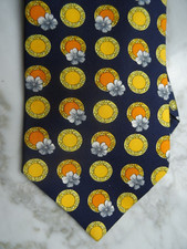 GIANNI VERSACE Designer Krawatte 100% Seide #DUNKELBLAU/GELBE BLÜMCHEN/MEDUSEN#