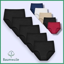 5er Pack Damen Slips Bio Baumwolle Hohe Taille Slip Unterwäsche S-L 36/38-44/46