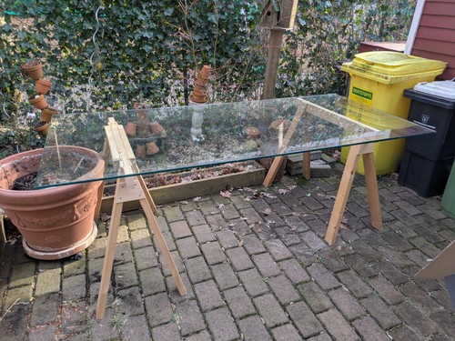 Schreibtisch glas holz - schreibtisch,