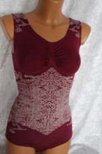Schlankstütz Shapewear Body - Paisley - PU-UBF- Raffung, Cassis - Gr. L 42 44