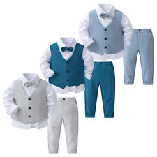 DE Baby Junge Gentleman Outfits Taufanzug Hochzeitanzug Langarmshirt+Weste+Hosen