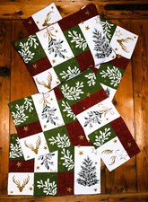 Sander Weihnachten Tischband-läufer-Set Kissen gefüllt "Cheryl" Gobelin Grün-Rot