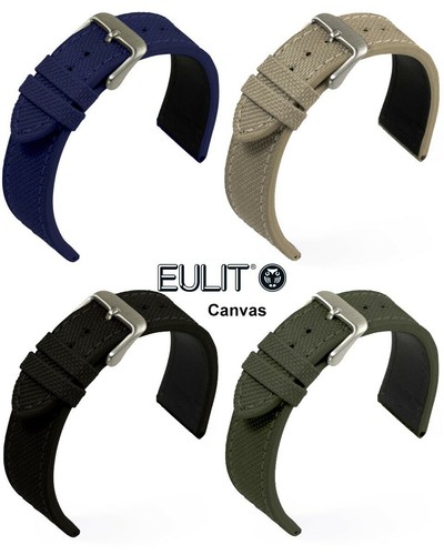 Canvas uhrenarmband blau beige - canvas,