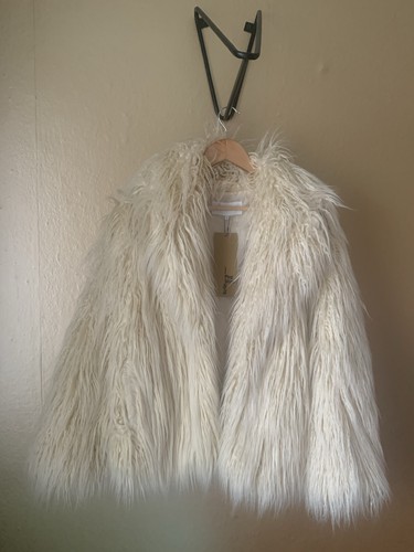 Vintage faux fur mantel - faux, creme