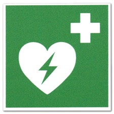 Aluminium-Schild Rettungszeichen „Defibrillator“ 3mm Alu Dibond® 20x20cm B-Ware