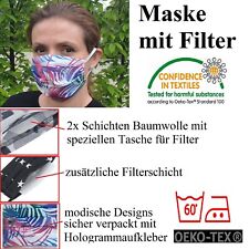 Baumwoll Maske Mund- und Nasen Maske Mundschutz Gesichtsmaske Atemschutz +Filter