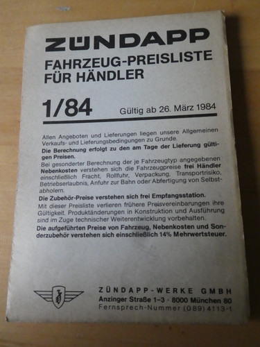 Original zündapp preisliste - original,